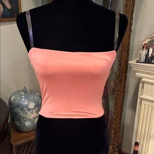 Women's Peach With Clear Spaghetti Strap Top Tresser